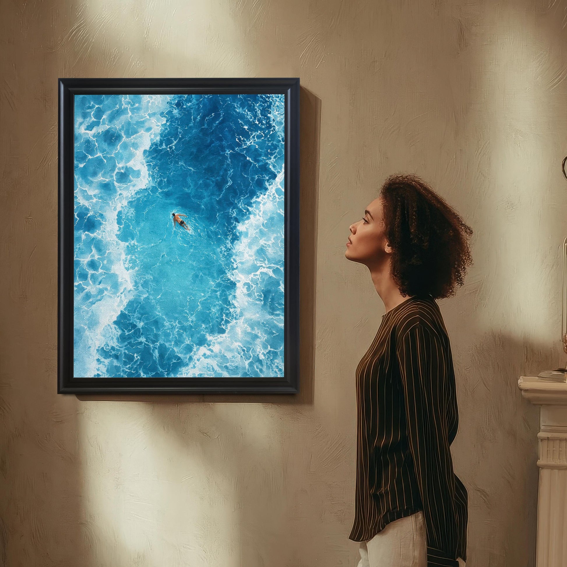 Surfer Ocean Coastal Art Giclée Print | Wood Framed Wall Decor