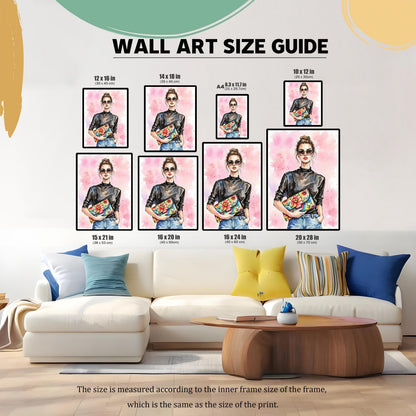 Floral Clutch Fashion Woman Watercolor Painting Print | Wood Framed Wall Art Poster
