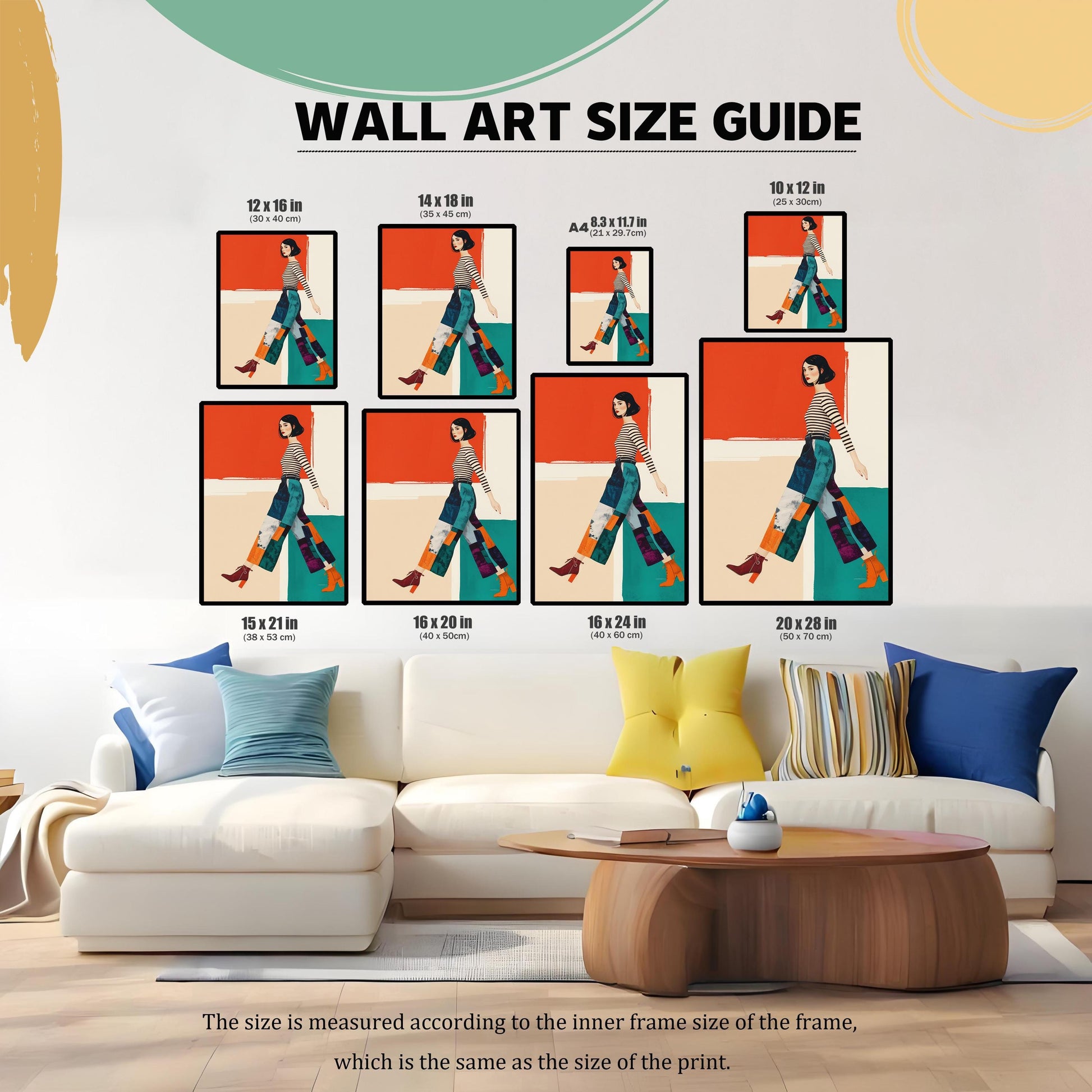 Fashion Woman Walking Portrait Modern Art Print | Wood Framed Wall Art Decor