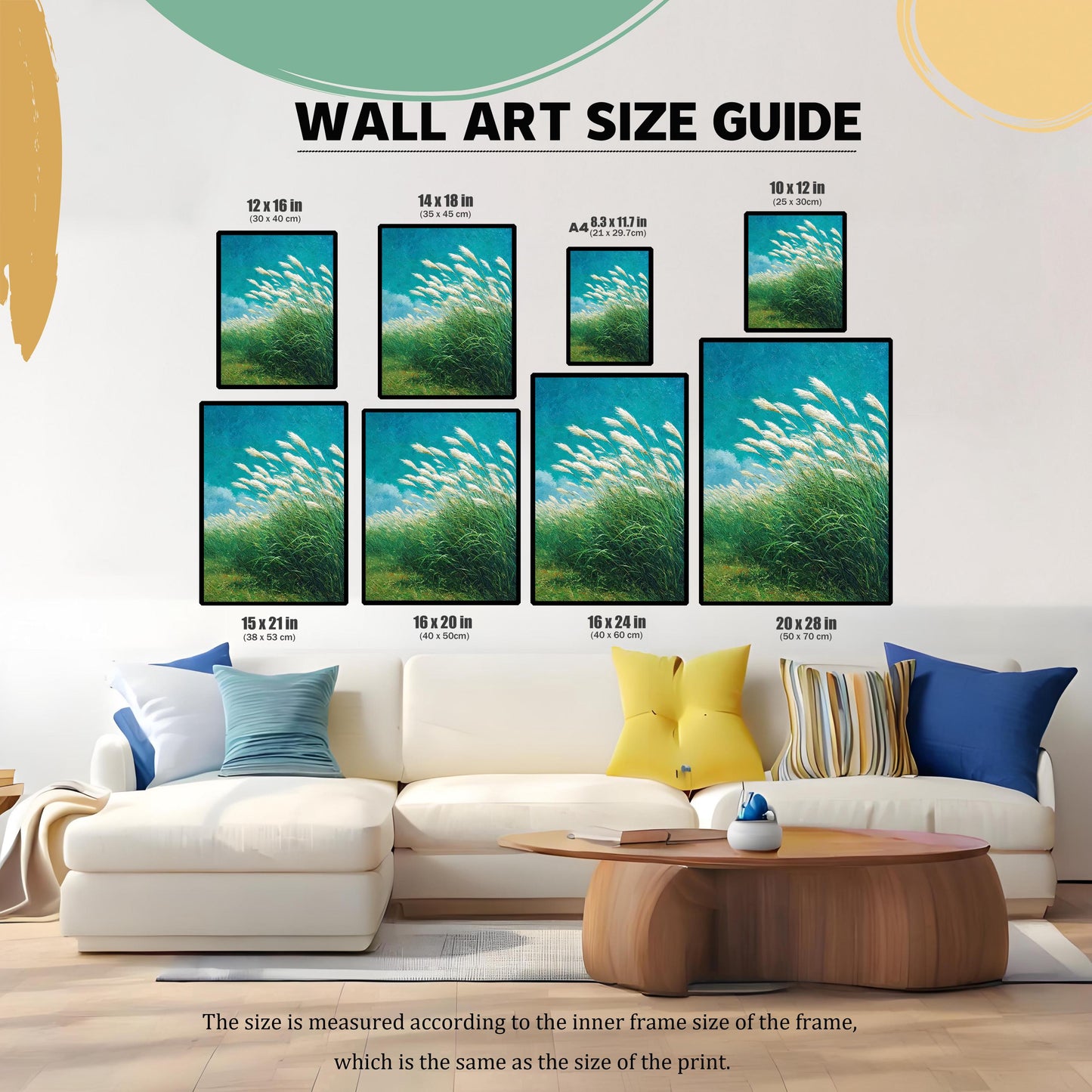 Pampas Grass Field Wall Print: Nature Landscape, Wood Framed Decor