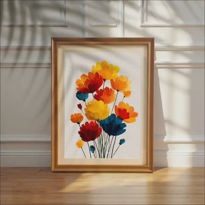 Watercolor Floral Bunch Art Print Giclée: Wood Frame, Wall Hanging Decor