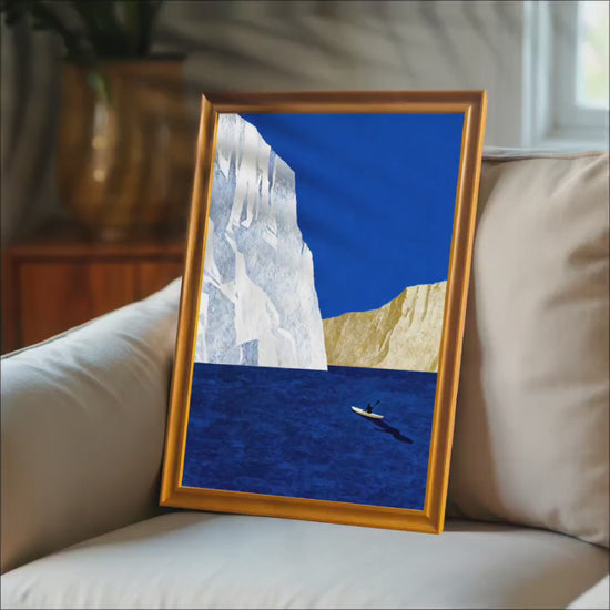Abstract Modern Kayak Iceberg Landscape Art Wood Framed Giclee Print Wall Decor