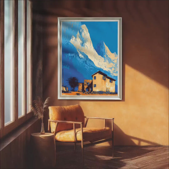 Fitz Roy Mountain House Landscape Print | Wood Framed Wall Art Decor