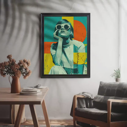 Modern Geometric Woman with Sunglasses Pop Art Portrait Framed Wall Art Print