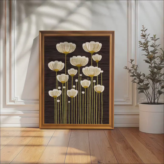 Minimalist Floral Art Print: Abstract Flower Painting Giclee, Wood Frame, Wall Hanging Decor