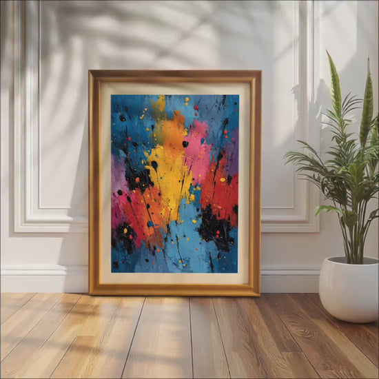 Abstract Splash Art Print | Bright Colorful Wall Decor | Modern Giclee Wood Frame