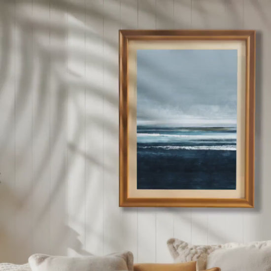 Wood Framed Abstract Ocean Horizon Seascape Framed Art Giclee Print