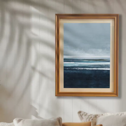 Wood Framed Abstract Ocean Horizon Seascape Framed Art Giclee Print