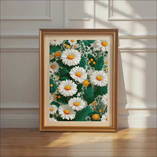 Daisy Floral Wood Framed Art Print – Botanical Home Decor