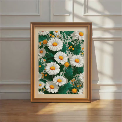 Daisy Floral Wood Framed Art Print – Botanical Home Decor
