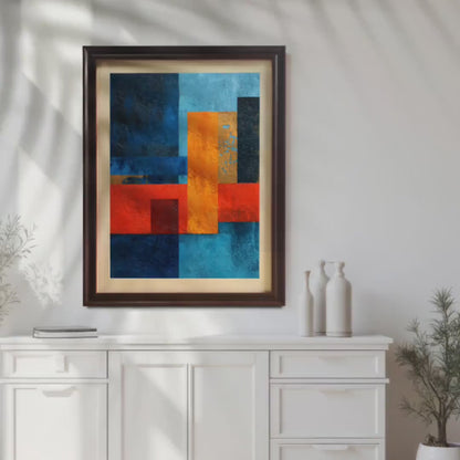 Bold Abstract Geometric Color Wood Framed Wall Art Giclée Print