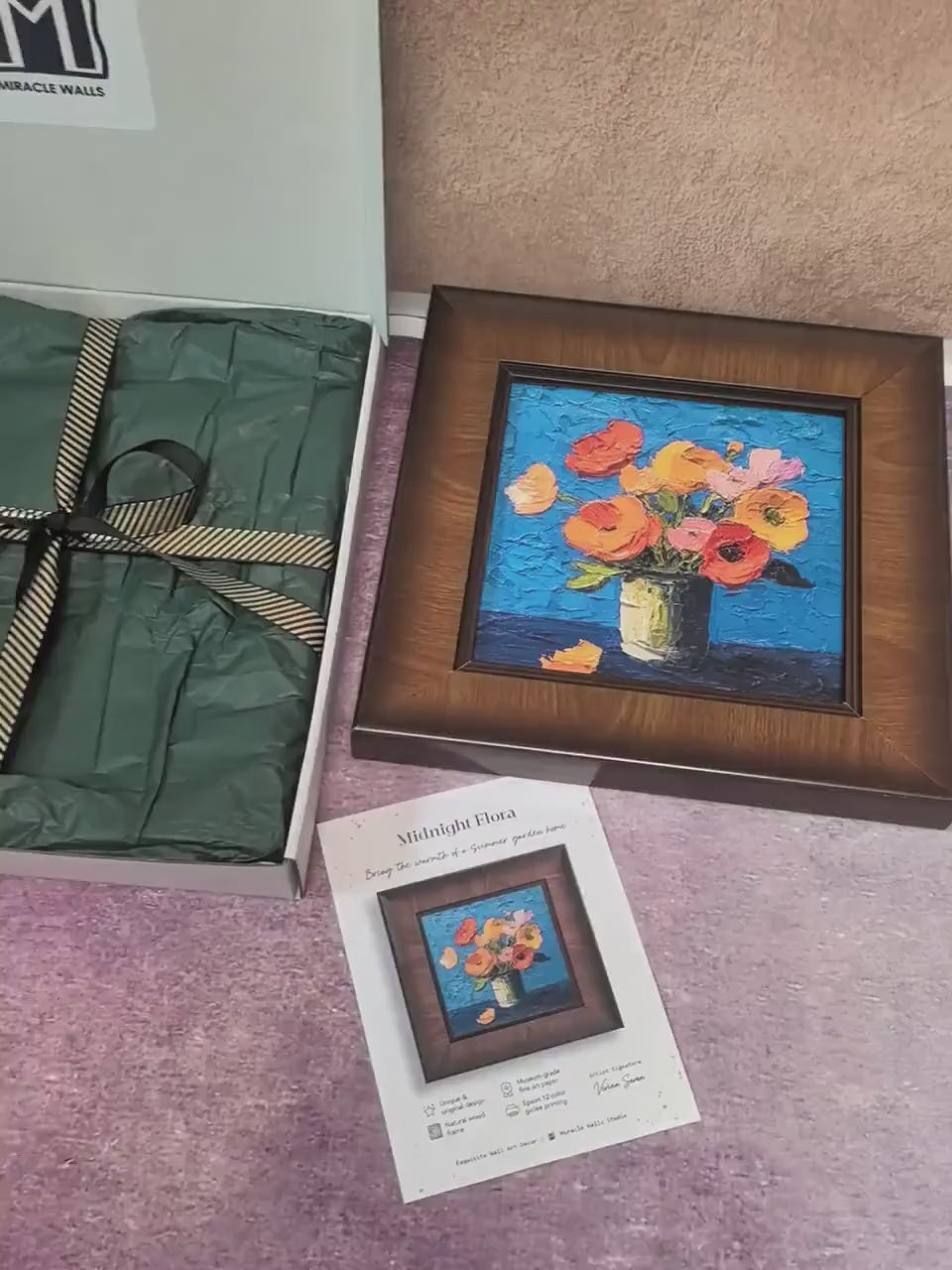 Impressionist Floral Square Framed Art Giclée Print