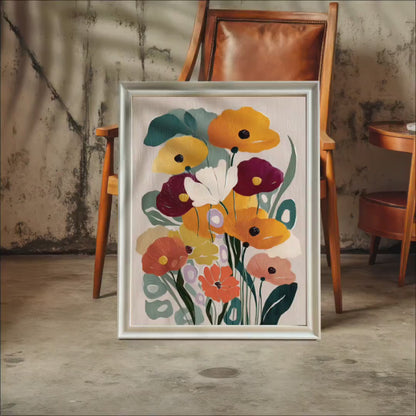 Abstract Floral Bouquet Wall Art Print: Wood Frame, Giclee Poster, Home Office Decor