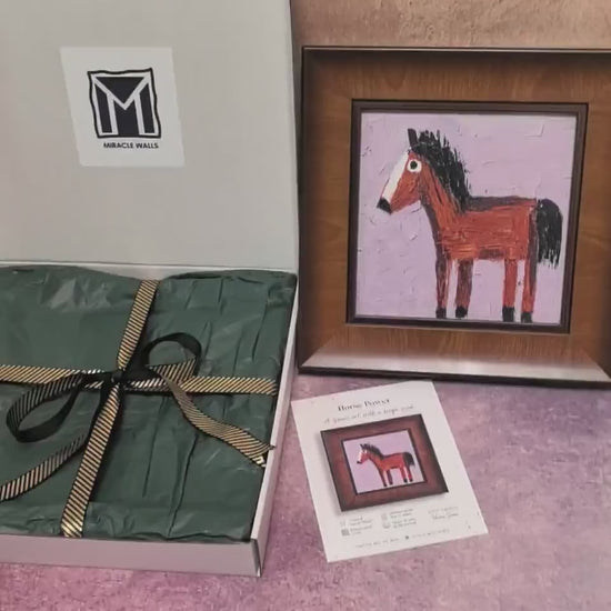 Whimsical Horse Wall Art - Square Framed Fine Art Print