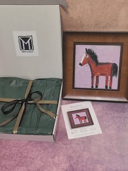 Whimsical Horse Wall Art - Square Framed Fine Art Print