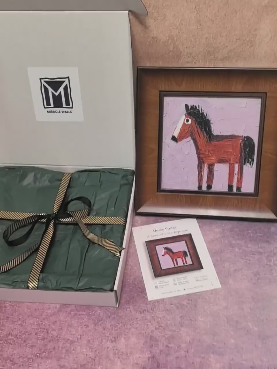 Whimsical Horse Wall Art - Square Framed Fine Art Print