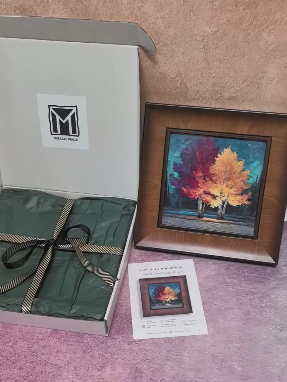 Impasto Autumn Trees Art - Framed Vibrant Landscape Print Wall Hangings