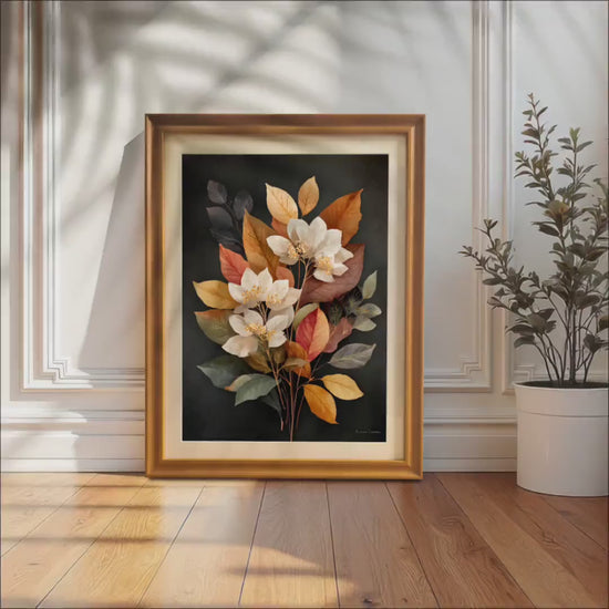 Elegant Floral Bouquet Art Print, Wood Framed Wall Decor, Botanical Giclee Poster