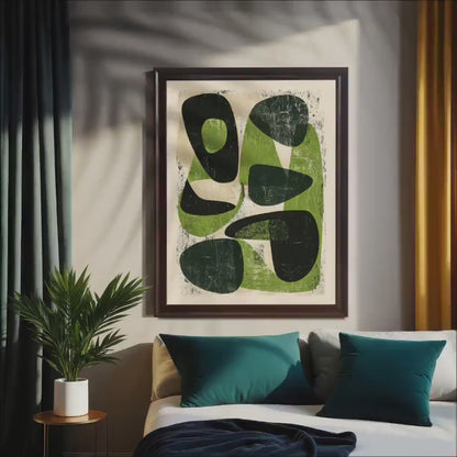 Abstract Organic Shapes Wall Art - Mid-Century Modern Wood Framed Print - Minimalist Earthy Decor
