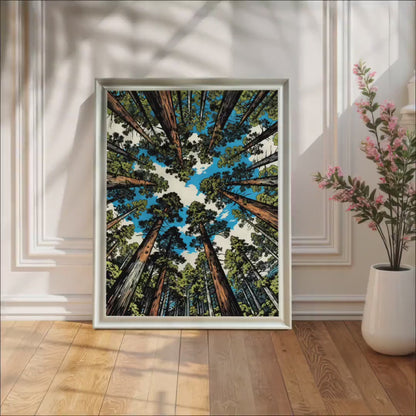 Redwood Tree Forest Woodland Nature Art Wood Framed Wall Decor