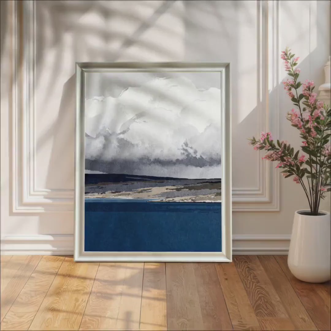 Abstract Coastal Landscape Giclee Print: Wood Framed Wall Decor