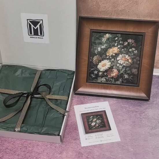 Vintage Floral Bouquet Art - Wood Framed Wildflower Giclée Print Wall Hanging