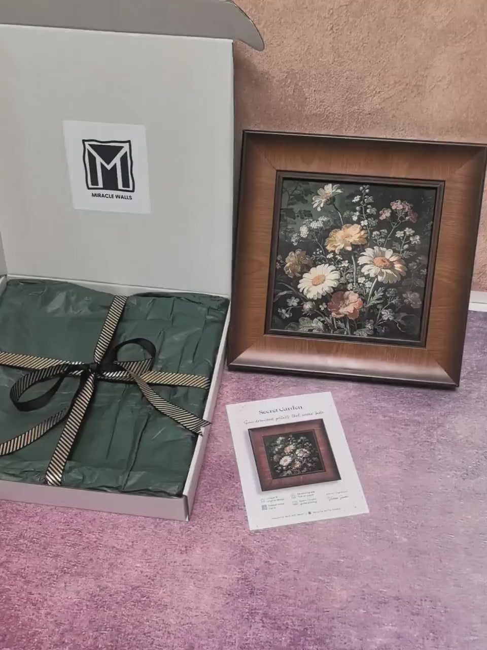 Vintage Floral Bouquet Art - Wood Framed Wildflower Giclée Print Wall Hanging