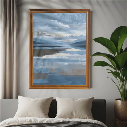Abstract Lake Horizon Landscape Wood Framed Wall Art Giclée Print