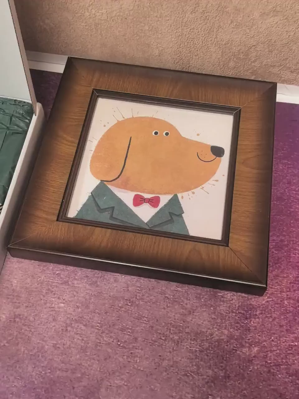 Gentleman Dog Wood Framed Square Wall Art Giclée Print